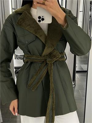 {{photo.Alt || photo.Description || 'Куртка-«дублёнка» с отложным воротником, на кнопках, с поясом в комплекте  WS 102'}}