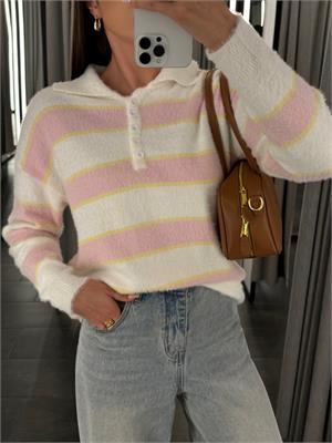 {{photo.Alt || photo.Description || 'Джемпер-поло пушистый на пуговицах, в полоску 61109'}}